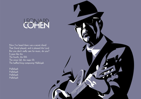 Leonard Cohen - Hallelujah Graphics Poster by Joel Jerry