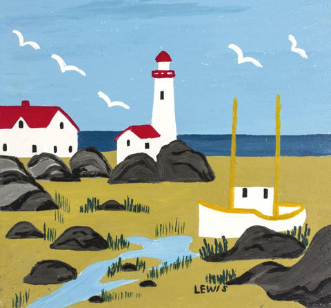 Lighhouse  - Maud Lewis - Canadian Folk Artist Painting by Maud Lewis