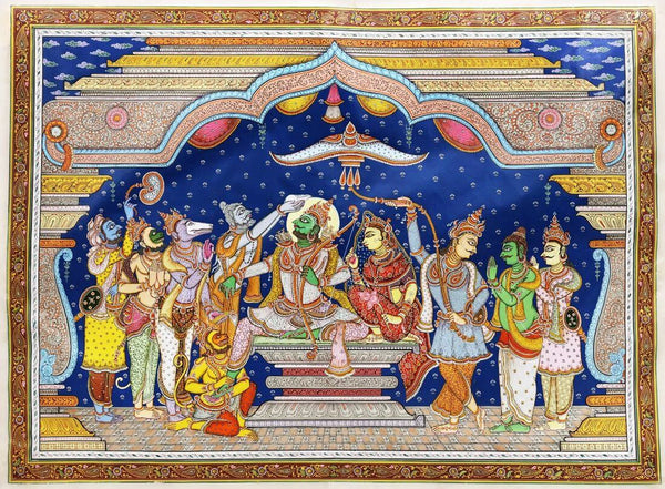 Lord Rama's Coronation - Pattachitra Painting - Canvas Prints