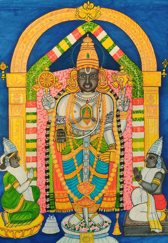 Lord Uppiliappan (Oppiliappan) - Indian Religious Vishnu Painting by Vishnu