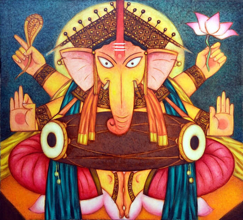 Lord Ganesha Contemporary Ganapati Painting by Shoba Shetty