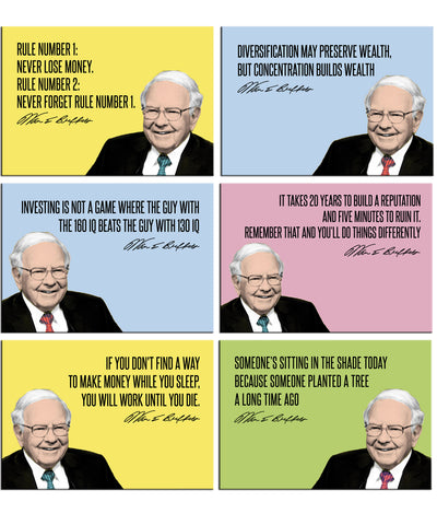 Warren Buffet - Set of 6 Portraits Fridge Magnets