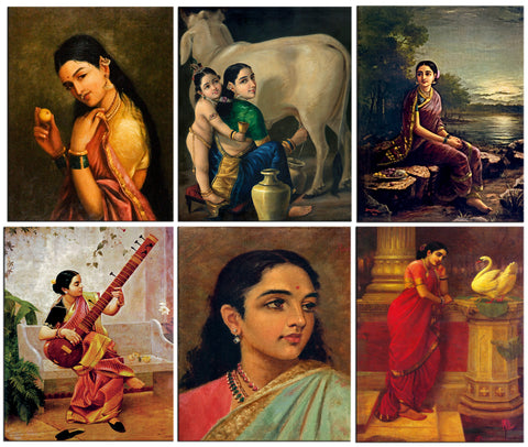 Raja Ravi Varma - Set of 6 Portraits Fridge Magnets by Raja Ravi Varma