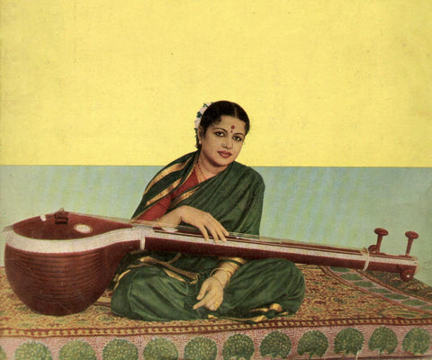 M S Subbalakshmi With Veena - Indian Classical Carnatic Music Poster Art Print - Life Size Posters