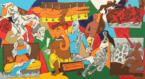 Mahabharat L - Maqbool Fida Husain – Painting by M F Husain