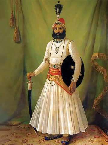 Maharana Fateh Singh of Mewar (1884 - 1900) - Indian Royalty Art Portrait by Royal Portraits