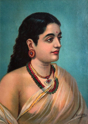 Mahaswetha - Raja Ravi Varma Chromolithograph Print - Vintage Indian Art Painting by Raja Ravi Varma
