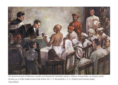 Mahatama Gandhi Trial - Legal Art Illustration Painting - Framed Prints