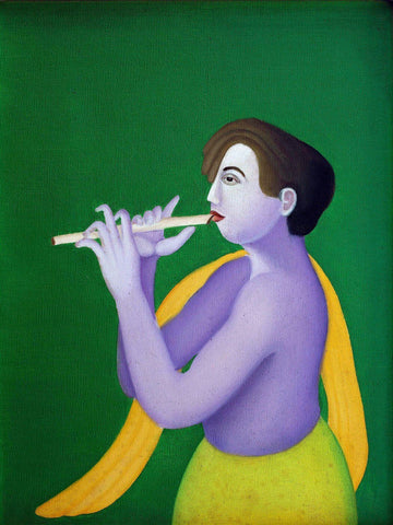 Man With Flute by Manjit Bawa