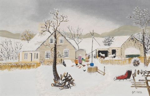 March - Grandma Moses (Anna Mary Robertson) - Folk Art Painting by Grandma Moses