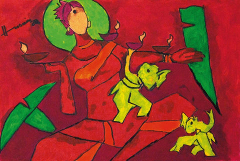 Maya Dreams Of An Elephant - M. F. Hussain by M F Husain