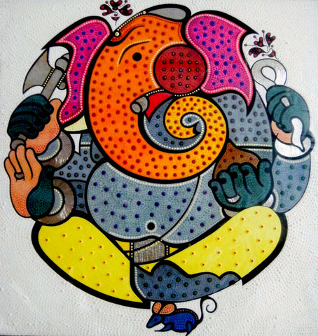 Modern Art - Omkara Ganpati - Ganesha Painting Collection by Raghuraman