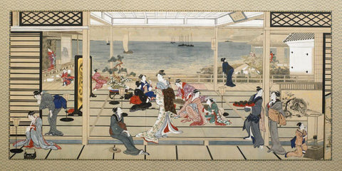 Moonlight Revelry At Dozo Sagami - Kitagawa Utamaro - Ukiyo-e Woodblock Print Art Painting by Kitagawa Utamaro