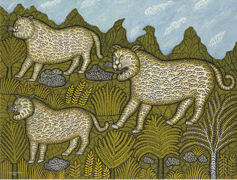 Morris Hirshfield- Leopard Family by Morris Hirshfield