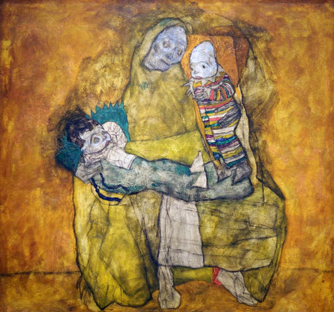 Mother with two Children II - Egon Schiele by Egon Schiele