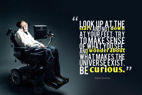 Motivational Poster - Stephen Hawking - Look Up At The Stars Not Down At Your Feet Be Curious - Inspirational Quotes - Canvas Prints by Kaiden Thompson