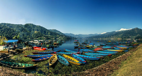 Mountain view of Macchapuchare from Phewa lake in Pokhara Nepal by Jeffry Juel