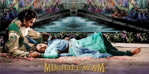 Mughal-e-Azam - Madhubala Dilip Kumar - Sheesh Mahal - Classic Bollywood Hindi Movie Poster by Sai