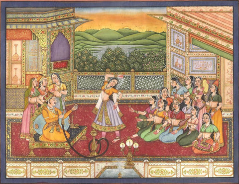Indian Miniature Art - Mughal Painting - Evening