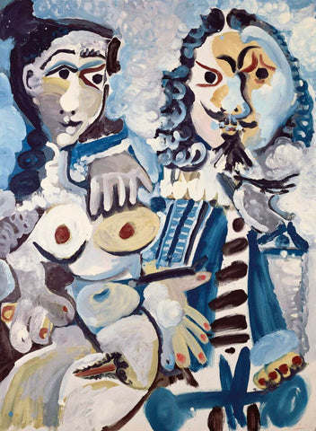 Musketeer And Naked Sitting (Mousquetaire et nu Assis) – Pablo Picasso Painting by Pablo Picasso