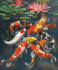 Nine Koi Fish With Lotus - Prosperity And Family Strength - Feng Shui Painting - Canvas Prints