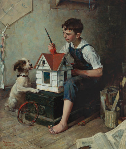 Norman Rockwell - Painting The Little House by Norman Rockwell