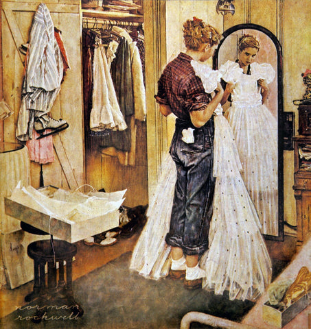 Prom Dress - Canvas Prints by Norman Rockwell