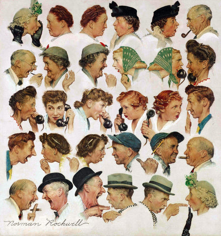 The Gossip - Canvas Prints by Norman Rockwell