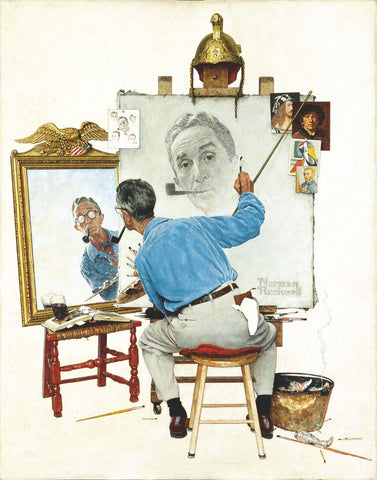 Triple Self Portrait - Canvas Prints by Norman Rockwell