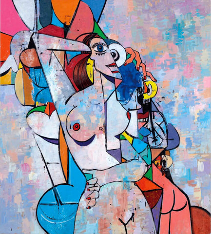 Nude And Forms - George Condo - Modern Abstract Art Painting by George Condo