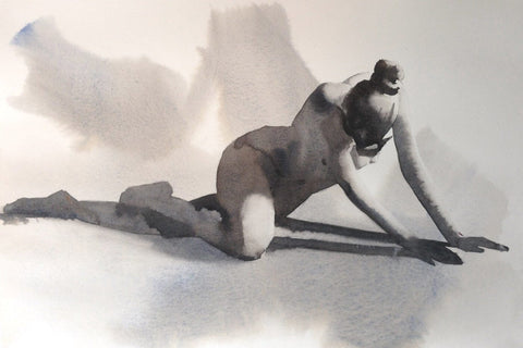 Nude Study - Delicate Watercolor by Aron Derick