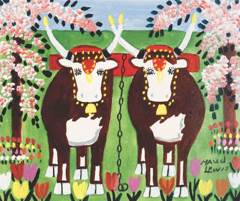 Oxen - Maud Lewis - Canvas Prints by Maud Lewis