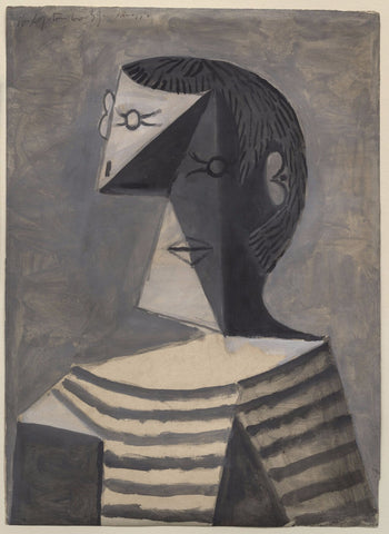 Pablo Picasso - Buste Dhomme En Tricot Raye - Half Length Portrait Of A Man In A Striped Jersey by Pablo Picasso