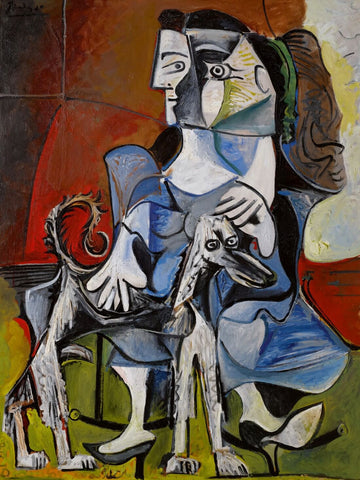 Woman with a Dog (Femme au Chien) – Pablo Picasso Painting by Pablo Picasso