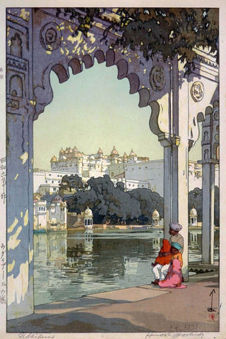 Palace of Udaipur - Yoshida Hiroshi - Vintage 1931 Japanese Woodblock Ukiyo-e Prints of India by Hiroshi Yoshida