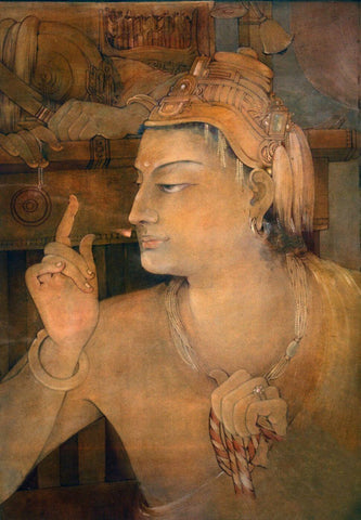 Parthasarathi (Krishna) - Nandalal Bose - Bengal School Indian Painting by Nandalal Bose