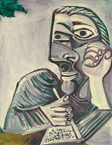 Portrait Of A Man Writing (Buste Dhomme Ecrivant) - Pablo Picasso - Cubist Art Painting - Canvas Prints