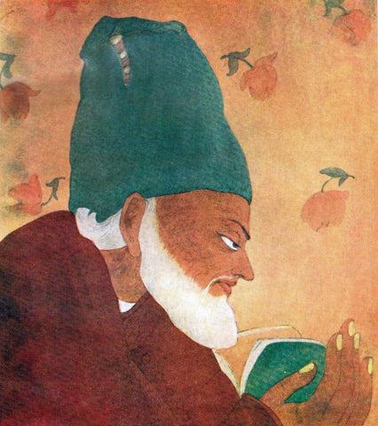 Portrait Of Ghalib (From Diwan-e-Ghalib Muraqqa-e-Chughtai) - Abdur Chugtai Painting by Abdur Rahman Chughtai