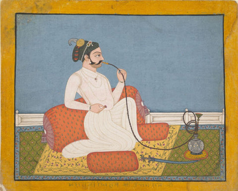 Portrait Of Thakur Utham Ram - Ca. 1760- Vintage Indian Miniature Art Painting by Miniature Vintage