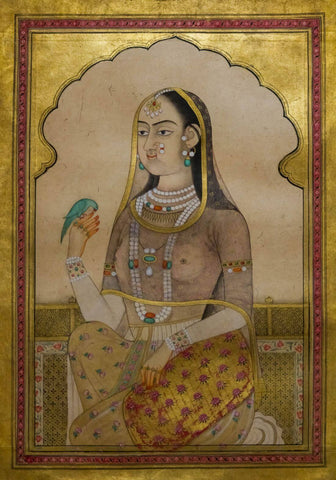 Portrait Of Zeb-Un-Nissa -Vintage Indian Miniature Art Painting by Miniature Vintage