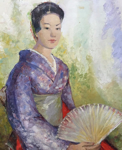 Portrait Of A Japanese Woman - Canvas Prints by Anonymous Artist