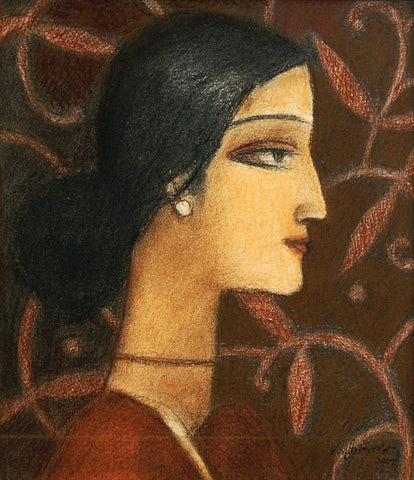 Portrait Of Woman - Canvas Prints by Ganesh Pyne