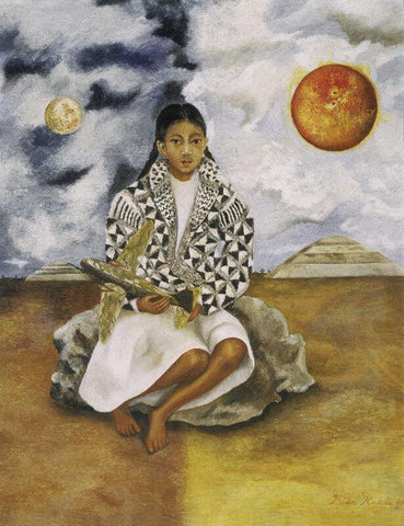 Portrait of Lucha María, Girl from Tehuacán, or Sun and Moon (Niña tehuacana, Lucha María or Sol y luna) - Canvas Prints by Frida Kahlo