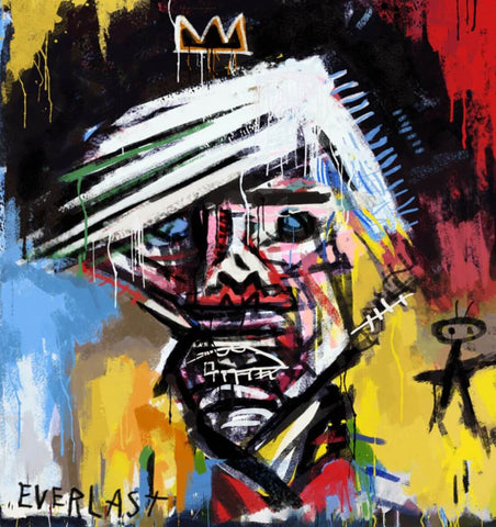 Portrait Of Andy Warhol - Jean-Michel Basquiat - Neo Expressionist Painting by Jean-Michel Basquiat