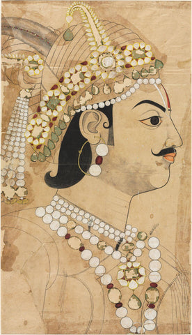 Portrait of Maharaja Pratap Singh - Sahib Ram 1793 - Indian Royalty Painting by Tallenge