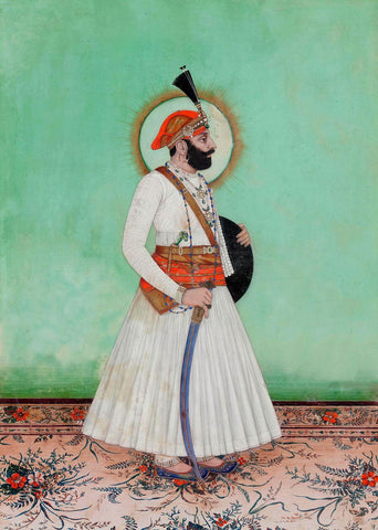 Portrait of Maharana Fateh Singh of Mewar (1884 - 1900) - Indian Royalty Art Painting - Canvas Prints by Tallenge