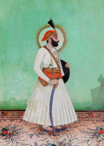 Portrait of Maharana Fateh Singh of Mewar (1884 - 1900) - Indian Royalty Art Painting - Canvas Prints by Royal Portraits