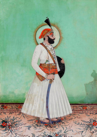 Portrait of Maharana Fateh Singh of Mewar (1884 - 1900) - Indian Royalty Art Painting by Royal Portraits
