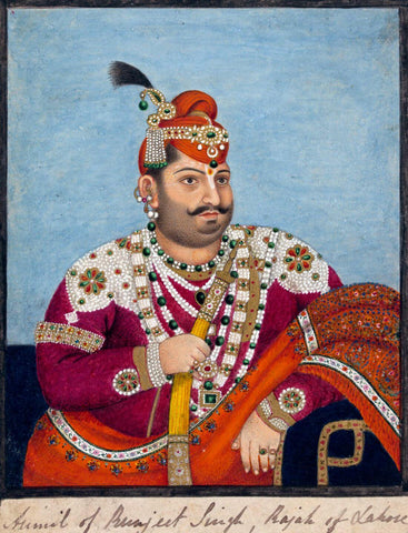 Portrait Of Ranjeet Singh - Ruler Of Lahore - Vintage Indian Royalty Painting - Canvas Prints by Royal Portraits
