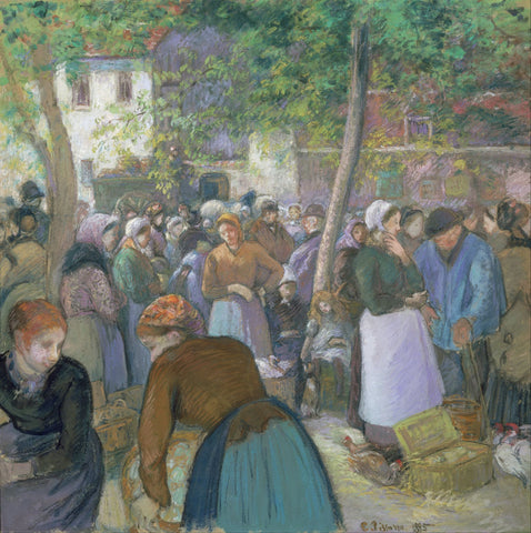 Poultry Market at Gisors - Canvas Prints by Camille Pissarro
